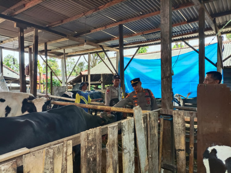 Cegah PMK, Polres Ponorogo Bantu Kelancaran Vaksinasi Ternak