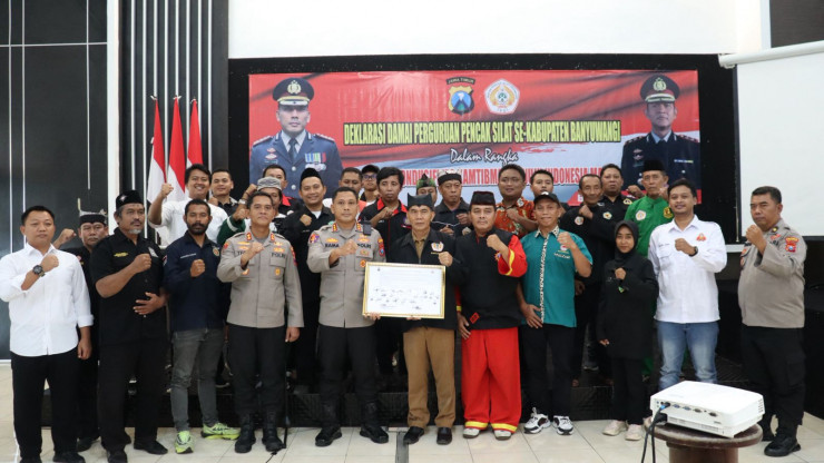 Harkamtibmas Polresta Banyuwangi Fasilitasi Deklarasi Damai Perguruan Pencak Silat di Bumi Blambangan